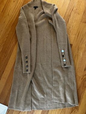 RW&CO. Taupe Ribbed Long Cardigan